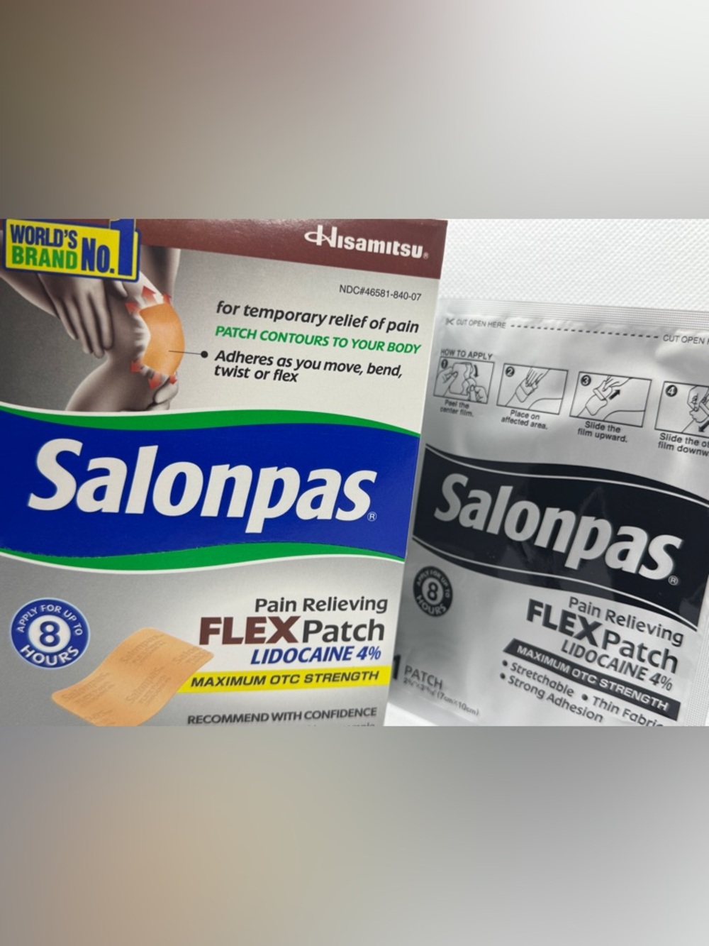 Salonpas Pain Relieving FLEX Patch (20) Lidocaine 4% NIB.